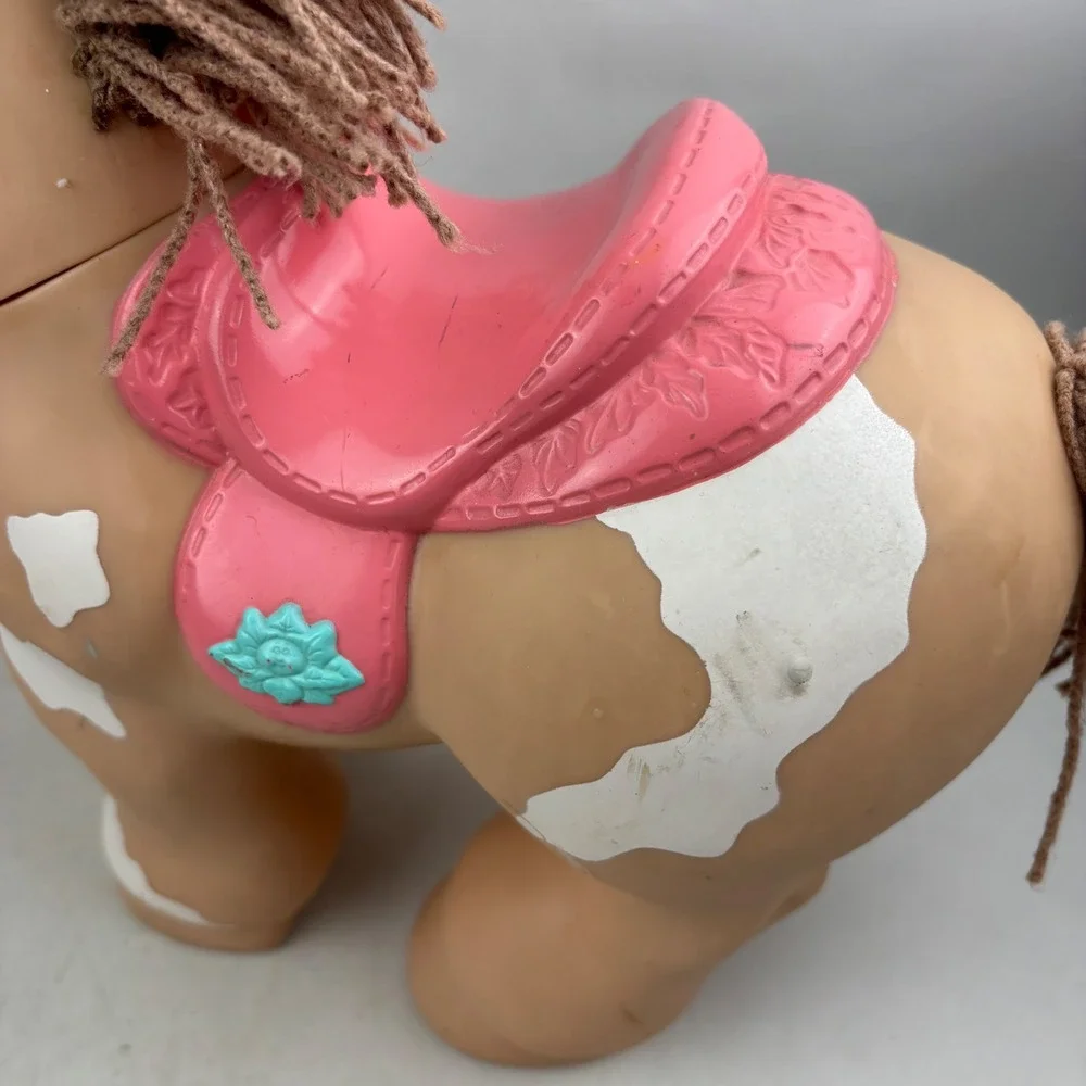 Vtg Cabbage Patch Kids CPK Crimp n Curl Pony Horse 1992 Tan White Pink Saddle